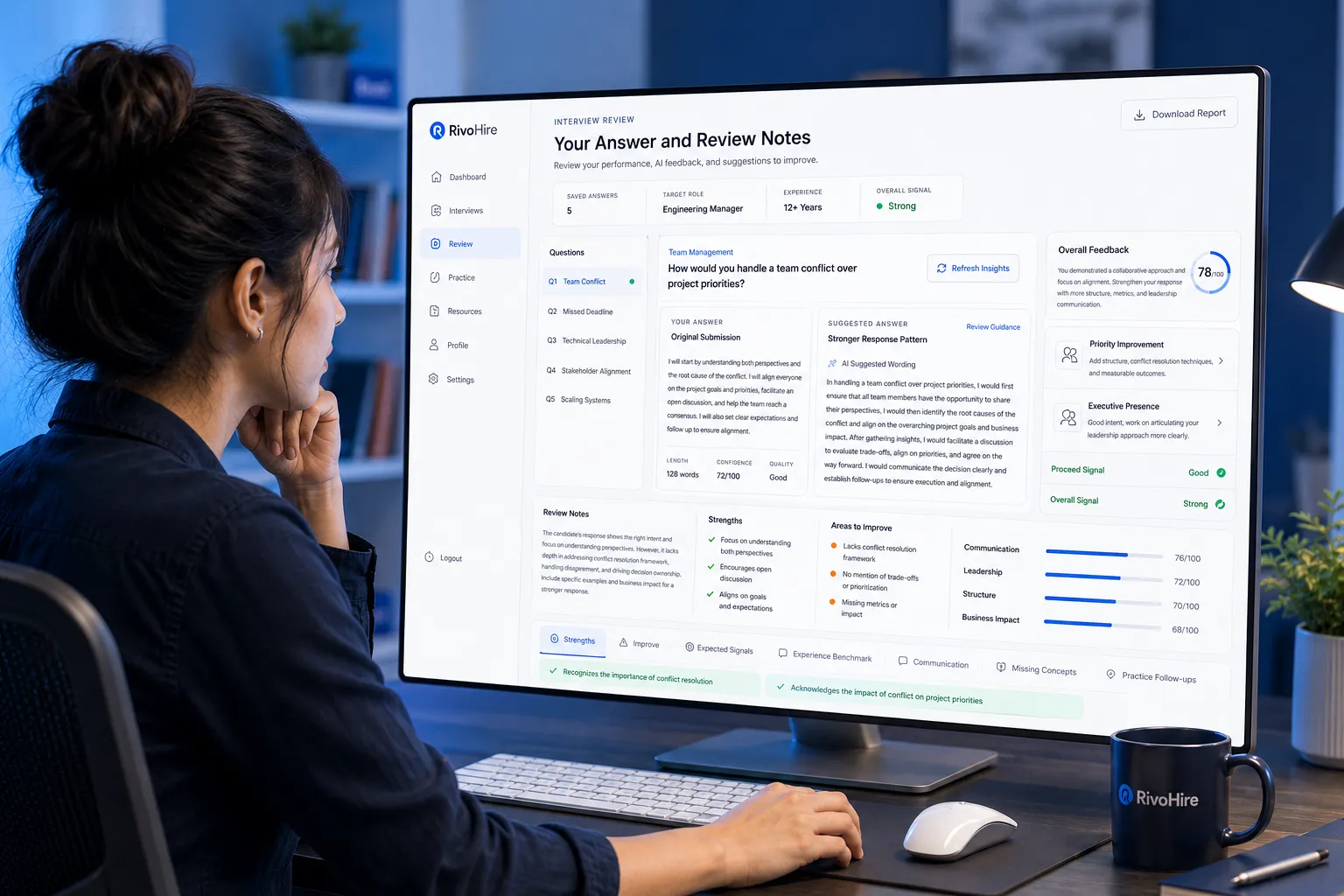 RivoHire interview feedback report