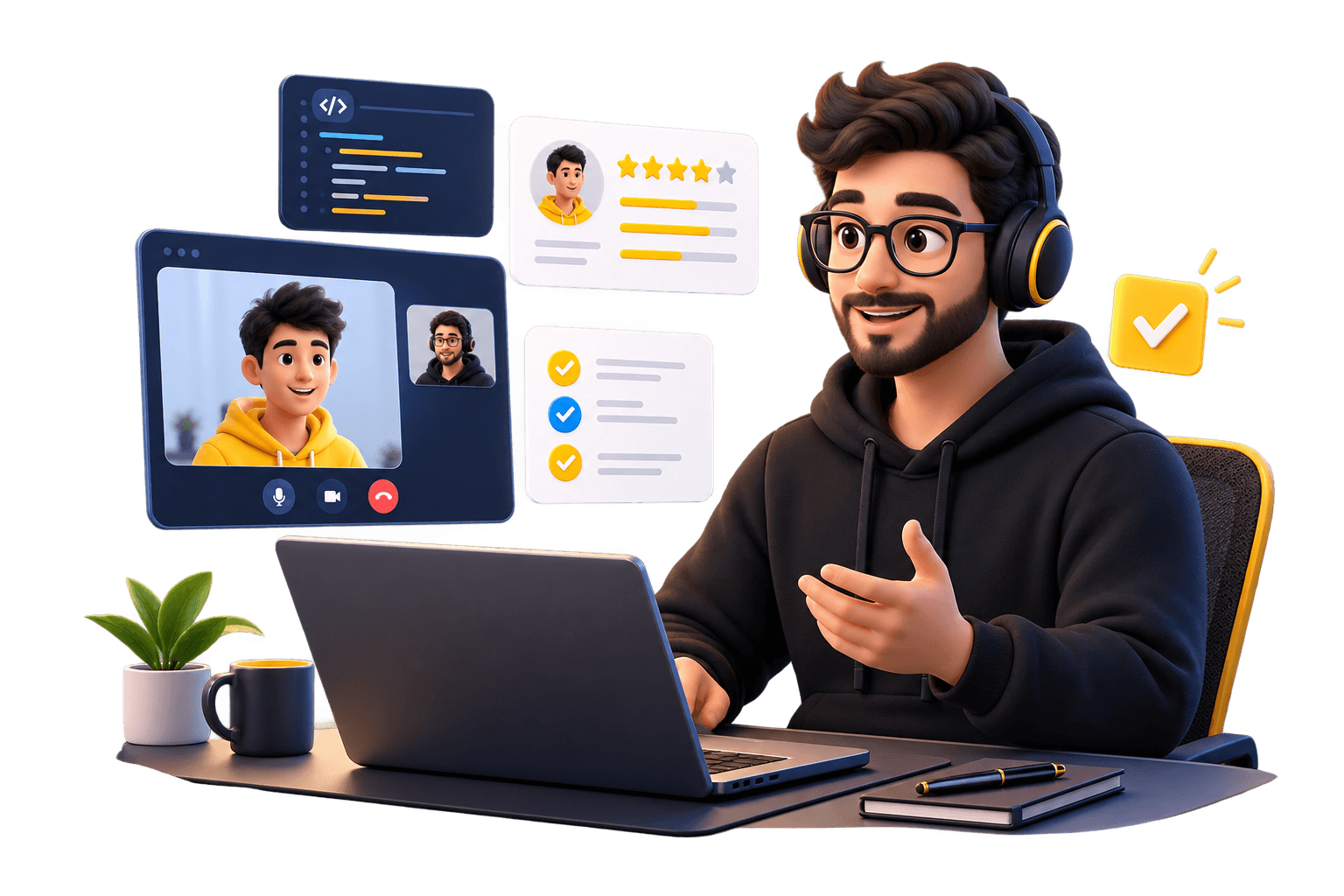 Candidate practicing with a real interview expert in a live online session